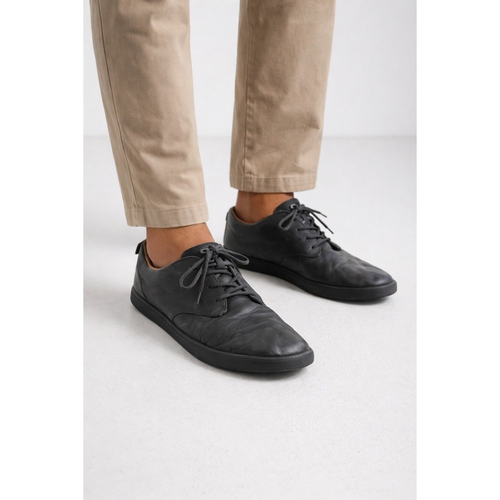 Xero Shoes Glenn Mens 10 Black Leather Minimalist Barefoot Casual Shoes